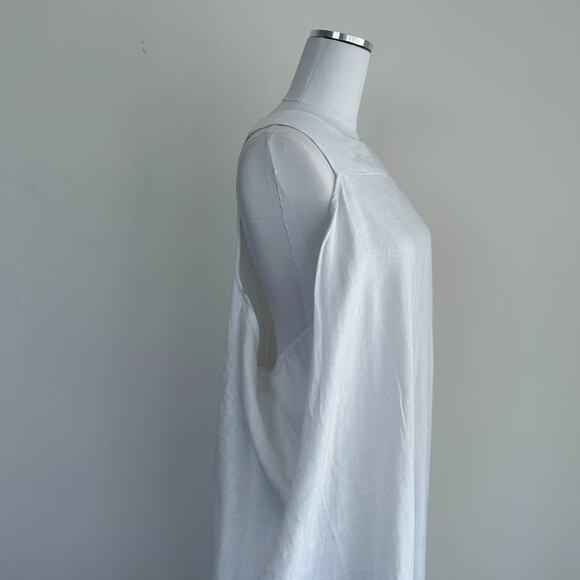 White Linen Maxi Dress 3XL Draped Sleeveless Lagenlook Maternity Minimalist - Picture 3 of 9